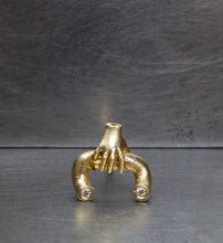 Load image into Gallery viewer, 126 gold clutching 2 diamonds stud SAMPLE SALE XMAS 2025