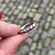 Load image into Gallery viewer, Fraser Hamilton Jewellery | 'Bubblegum' White gold band ring with pink sapphires and a diamond