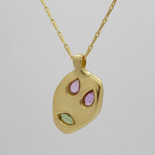 Load image into Gallery viewer, Fraser Hamilton Jewellery | 'Static' Sapphire & Gold Mask Pendant on a Gold Chain