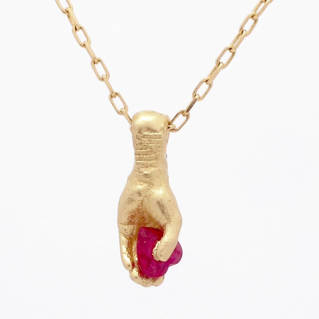 'Heart' ruby hand pendant