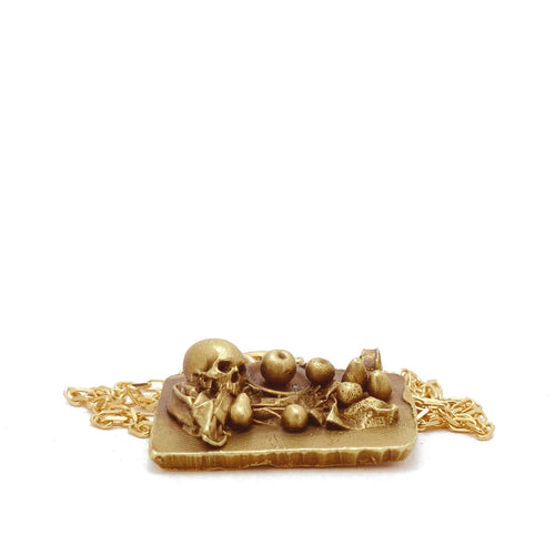 Fraser Hamilton Jewellery | Tableau Gold Pendant with Skull and Still life scene