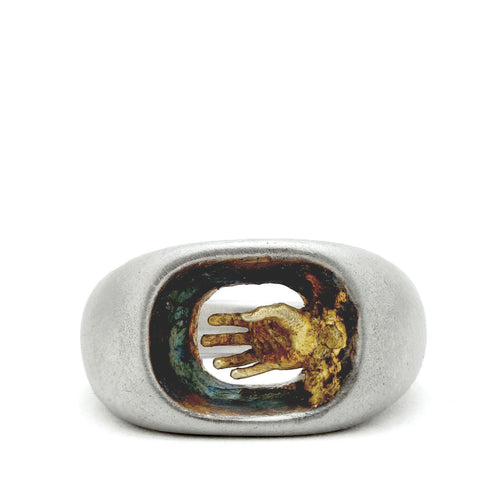 Fraser Hamilton Jewellery | Heugh Silver Signet Ring with Gold Hand