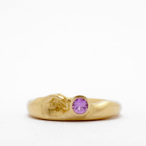 Fraser Hamilton Jewellery - Hand Gold Wedding Engagement Ring with Pink Sapphire