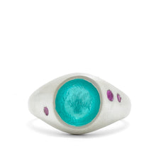 Load image into Gallery viewer, Fraser Hamilton Jewellery | &#39;Journey&#39; Silver signet ring with pink sapphires 
