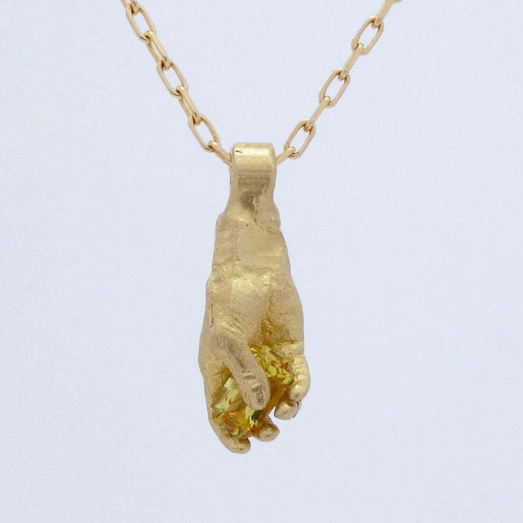 Fraser Hamilton Jewellery - yellow sapphire hand pendant with yellow gold.