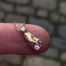Load image into Gallery viewer, Fraser Hamilton Jewellery - pink sapphire hand pendant with yellow gold.
