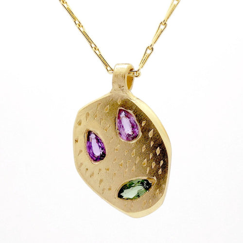 Fraser Hamilton Jewellery | 'Static' Sapphire & Gold Mask Pendant on a Gold Chain